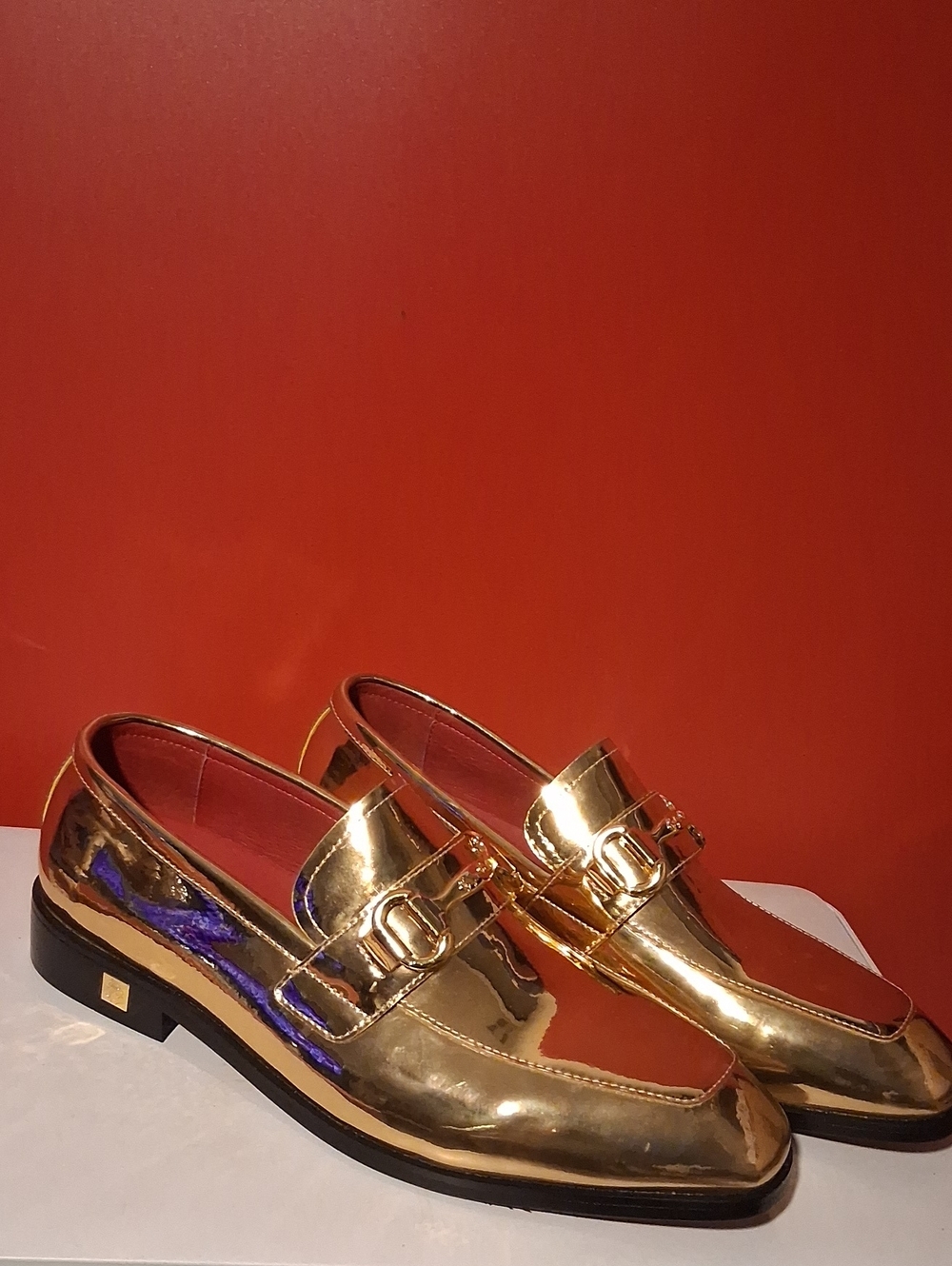 Gold Metallic Men’s Penny Loafers - Polished Slip-On Dress Shoes